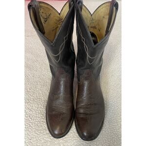 Tony Lama Men’s Brown Leather Western Boots Size 9.5B Vintage Stock